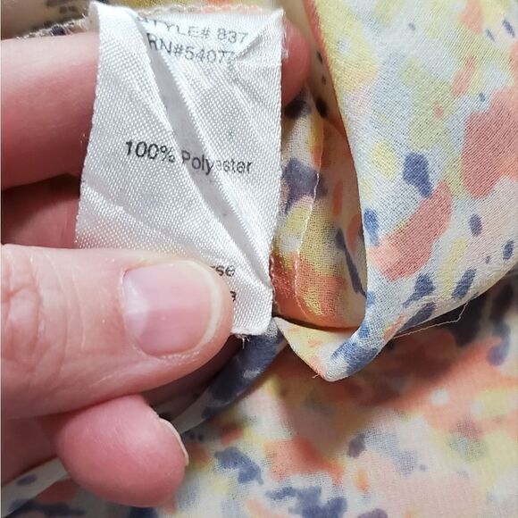 Cabi Orange & Purple Flashback Semi Sheer Blouse 837 - Picture 4 of 5